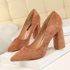 Women's Chunky High Heels Slip On Pumps