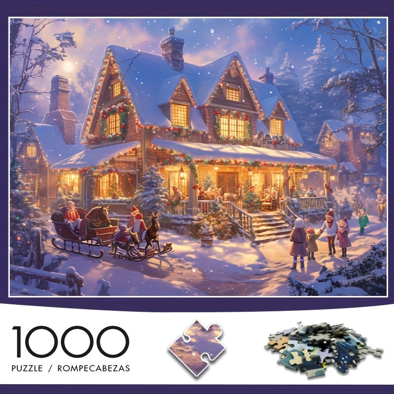 1000pcs Winter Village Puzzle 70x50cm Thick Cardboard DIY Art