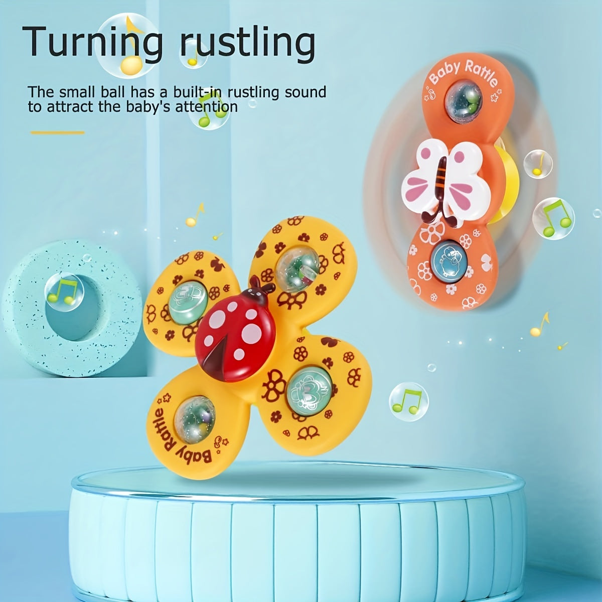 3pcs Suction Cup Spinner Toys For Baby Sensory Learning Bath Toys