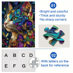 1000pcs Large Puzzle Floral Cat Purple Green Orange Pink Yellow Challenging