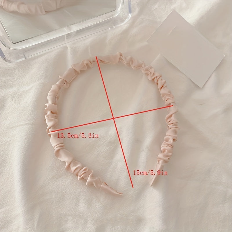 Satin Pleated Fabric Hair Hoop Solid Headband Hair Accessories
