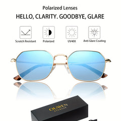 OUWEN Polarized Men's Sunglasses Golden Rim Mirrored Lens VF2213C