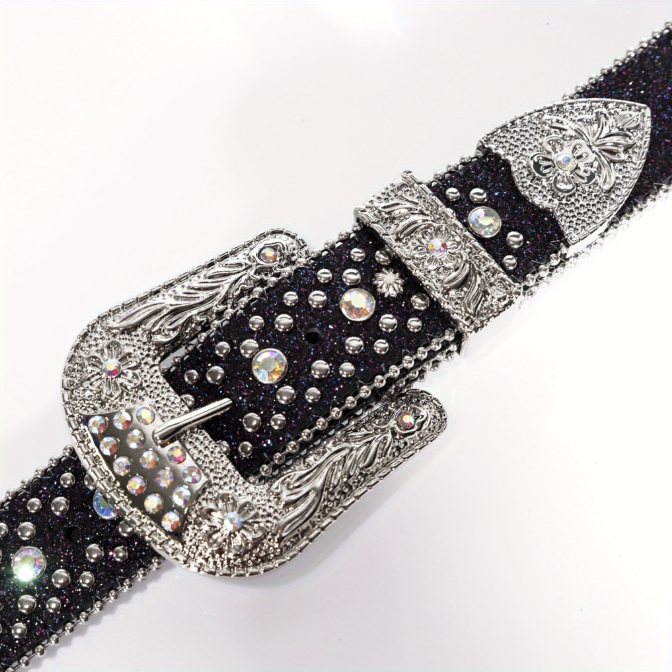 Unisex Rhinestone Belt with Pin Buckle