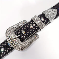 Unisex Rhinestone Belt with Pin Buckle