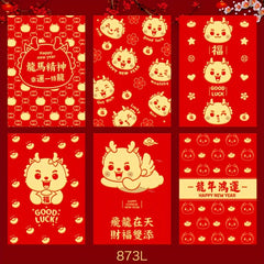 6pcs Dragon Red Envelope Mixed Pattern Cartoon Zodiac 3D Lucky Money Gift