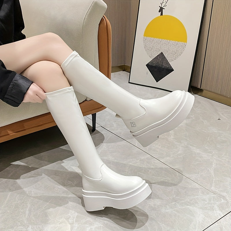 Women's Stretchy Platform Knee High Boots