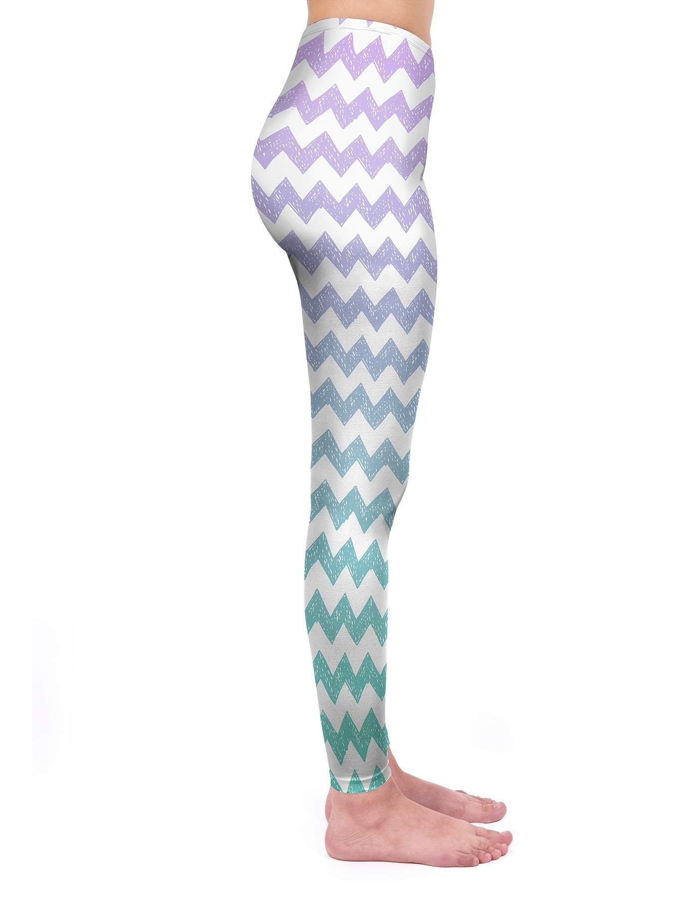 Ripple Letter Print Bodycon Leggings Skinny Stretchy Striped Leggings