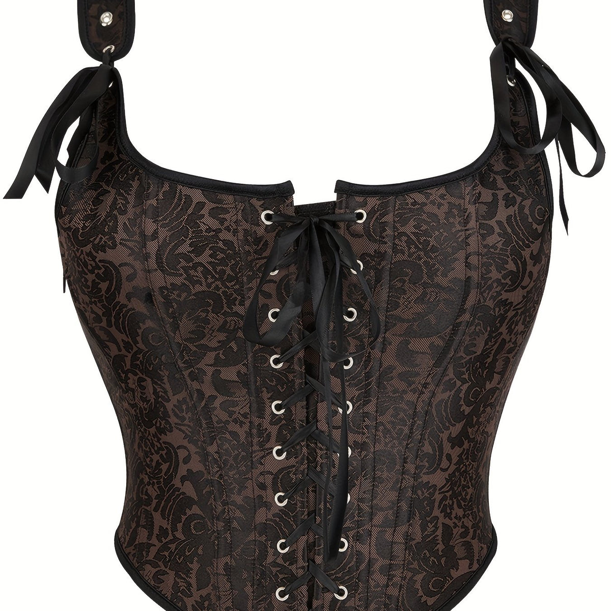 Jacquard Shaping Corset Tops Tummy Control Lace Up Slimmer Sleeveless Top