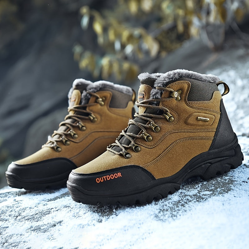 Men's Warm Lined Fleece Hiking Snow Boots