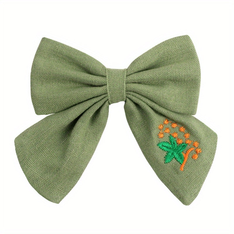 Embroidery Bow Hair Clip for Girls Kids
