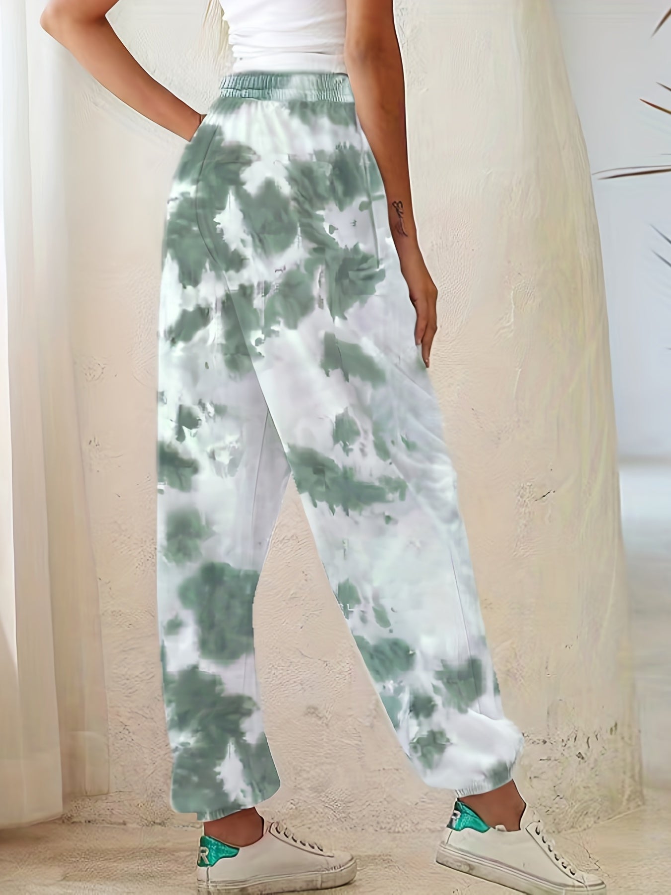  Tie Dye High Rise Tapered Leg Pants
