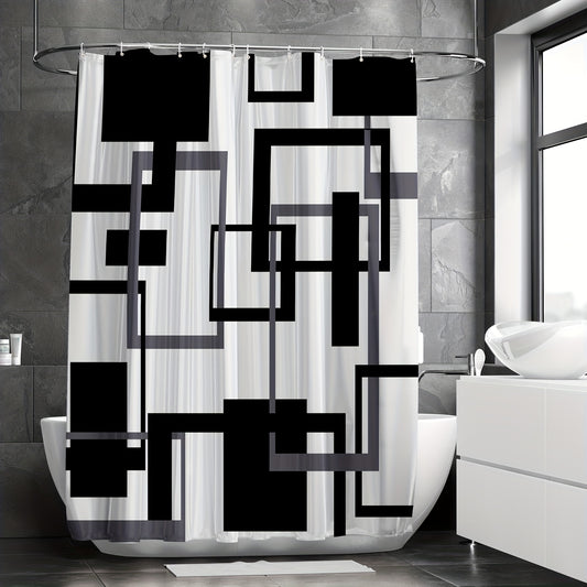 Grey Geometric Abstract Shower Curtain 182x182 cm