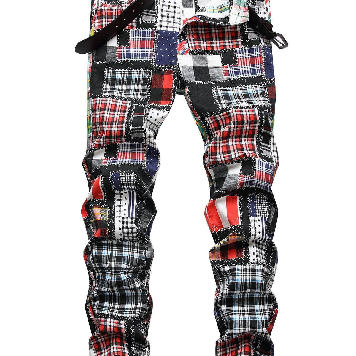 Boys Plaid Jeans Skinny Slim Fit Washed Denim Long Pants Kids Clothing