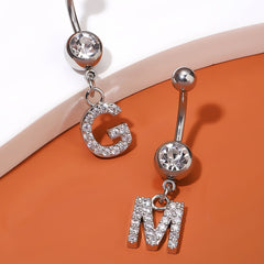 Zircon 26 Letters Belly Button Ring Navel Piercing