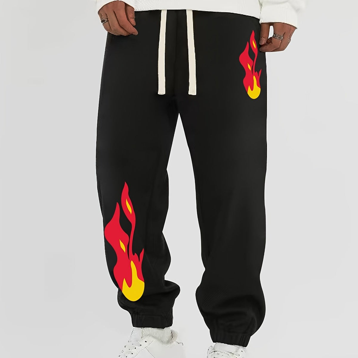 Flame Graphic Print Street Style Sweatpants