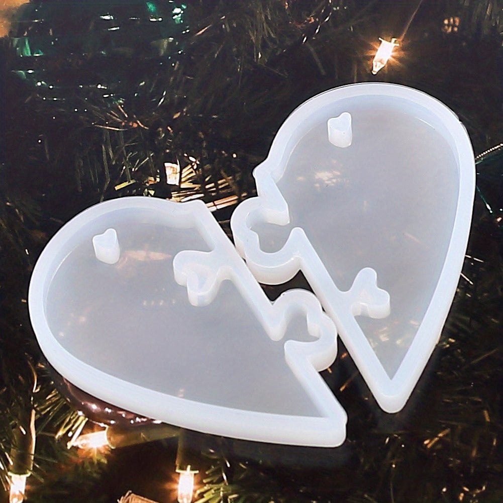 Heart Puzzle Pendant Silicone Mold Love Lock Resin Mold
