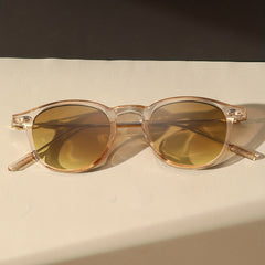 Translucent Round Frame Sunglasses Rivet Decor Glasses UV400