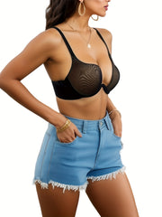 Colorblock Scoop Bra Breathable Push Up Women's Lingerie
