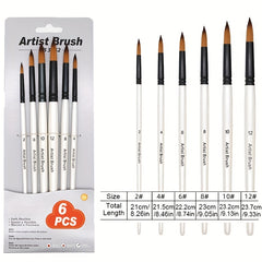 6pcs Artist Paint Brushes Set Acrylic Watercolor Painting