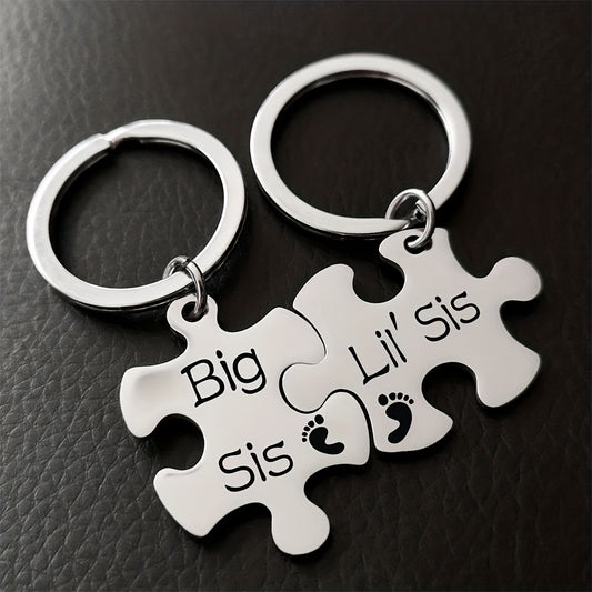Big & Little Sister Puzzle Keychains Set Bag Purse Ornament