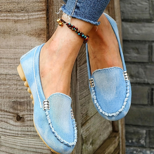 Women's Denim Flat Shoes Soft Sole Outdoor Walking Loafers