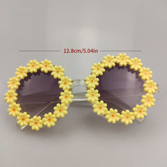 Girls Daisy Sunglasses Round Frame UV Protection Travel Outdoor Kids Accessory