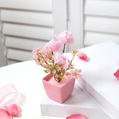 5pcs Mini Artificial Potted Flower Plant Plastic Desktop Window Decoration