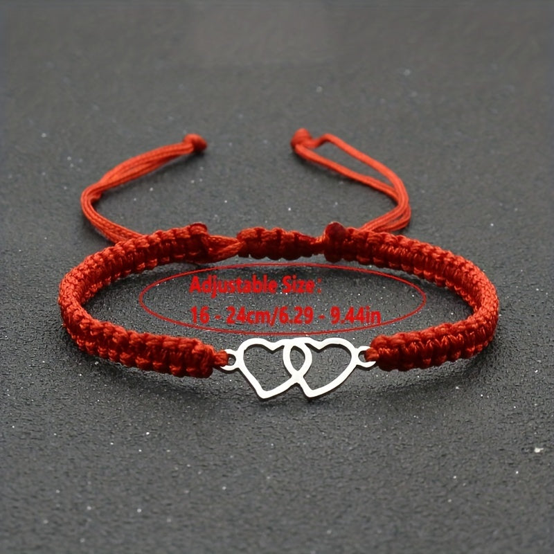 Adjustable Rope Bracelet Stainless Steel Love Heart Bracelet