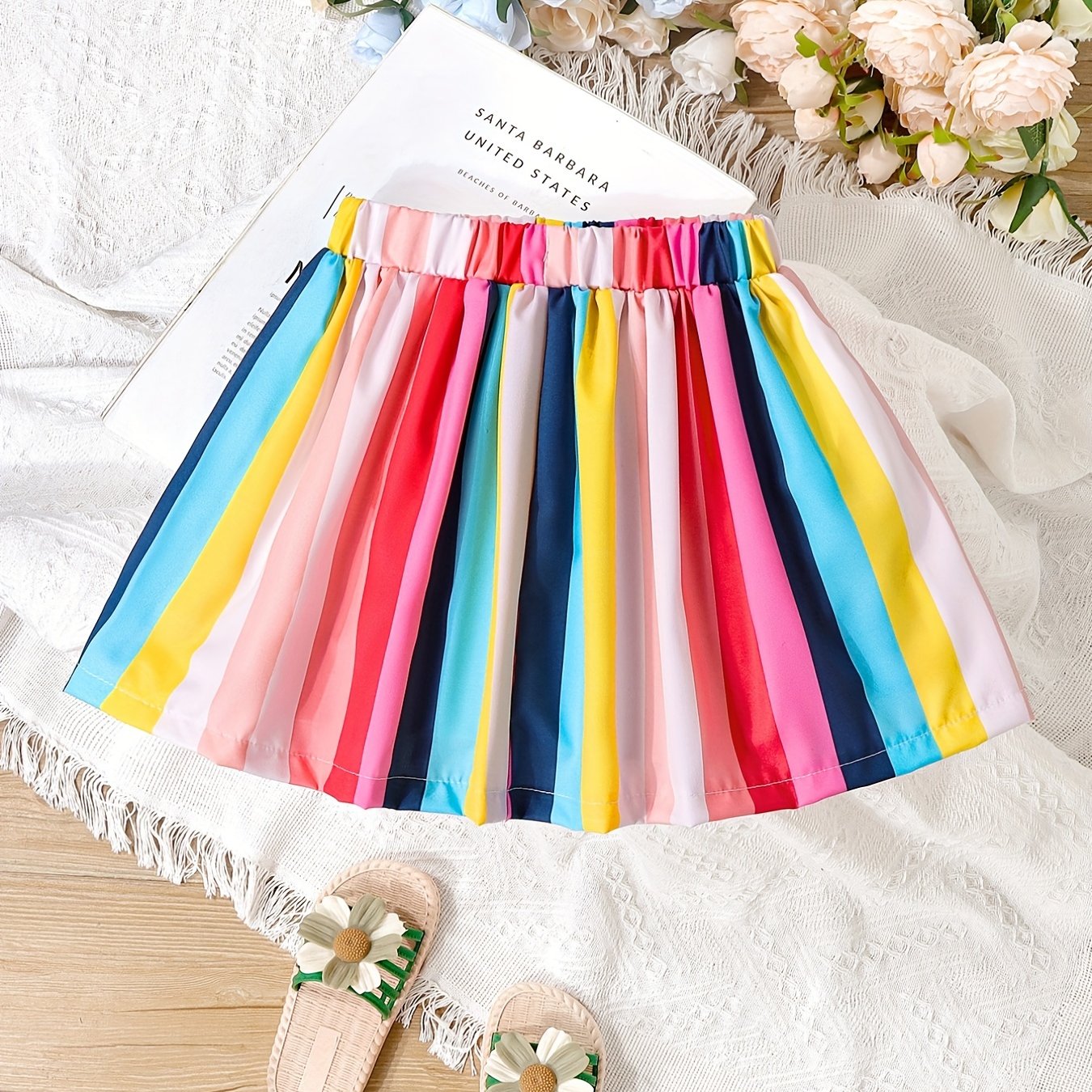 Toddler Girls Striped Block Elastic Waist Casual Skirt Kids Summer Clothes