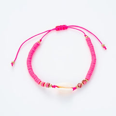 Hot Ocean Style Shell Gemstone Silicone Beaded Bracelet Hand Woven Adjustable