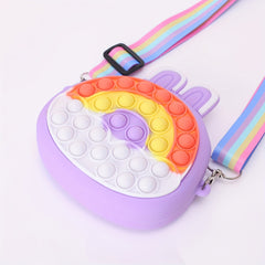 Colorful Rainbow Lucky Rabbit Ears Silicone Shoulder Bag For Girls