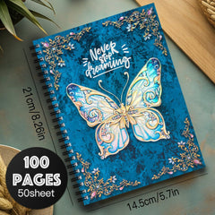 3D Butterfly Spiral Notebook Vibrant & Golden 100 Pages Ideal for Work Study Jou