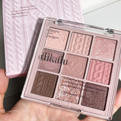 9-Color Matte/Shimmer/Sequin Finish Earth Tone Eyeshadow Palette Orange Brown