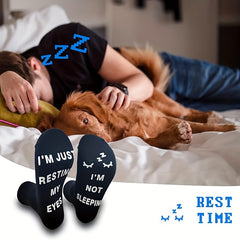 Funny Resting My Eyes Socks Dad Grandpa Mom Grandma