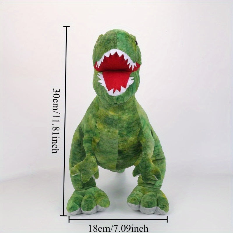 30cm Green T Rex Plush Toy & Figurine - Realistic Teeth - Perfect Gift