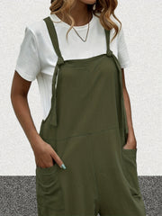  Casual Overalls Women's Plus Solid Knot Wide Leg Jumpsuit