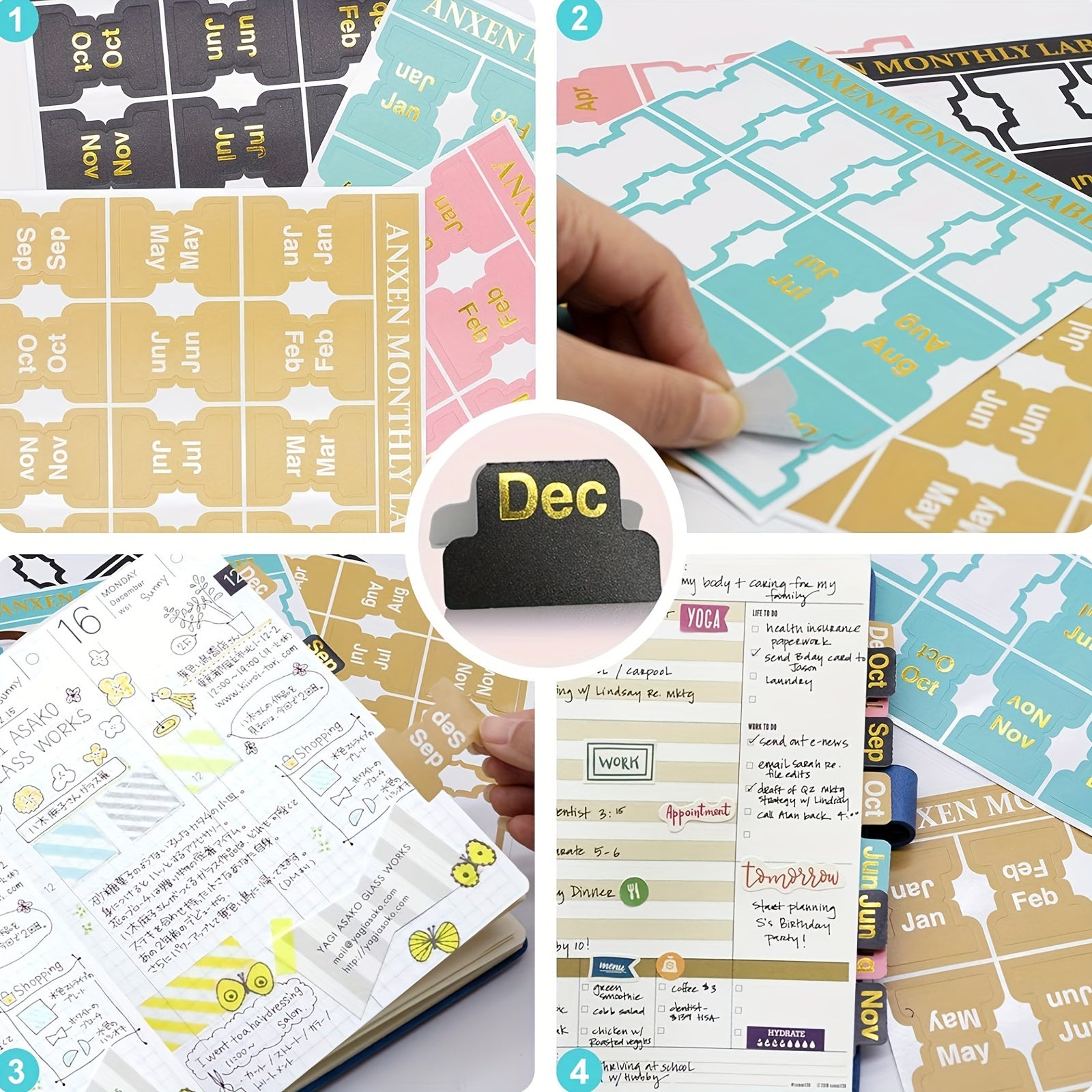 48pcs Self Adhesive Month Stickers for Journal and Notebook