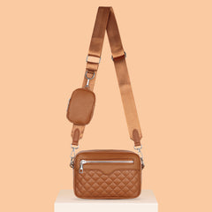 Geometric Pattern Shoulder Bag With Purse Zipper Crossbody Bag