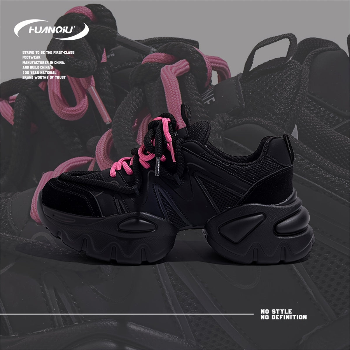 Chunky Sneakers Lace-up Non-Slip Dad Shoes Height Increased Casual Running Shoes