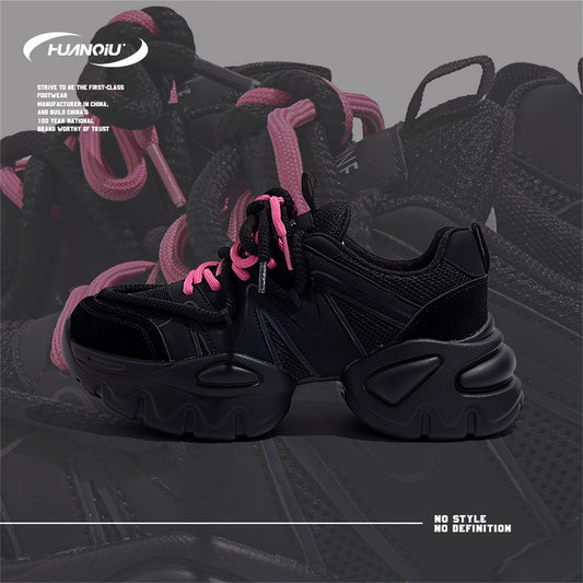 Chunky Sneakers Lace-up Non-Slip Dad Shoes Height Increased Casual Running Shoes