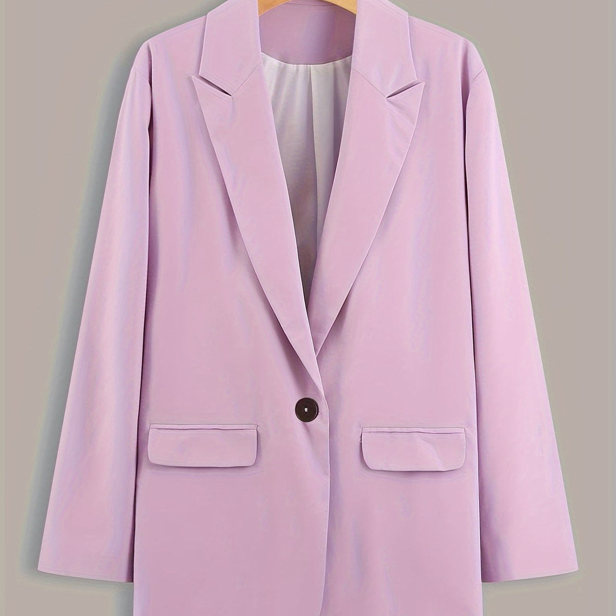  Solid Long Sleeve Lapel Collar Blazer