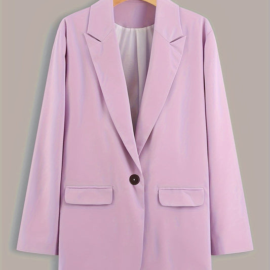  Solid Long Sleeve Lapel Collar Blazer