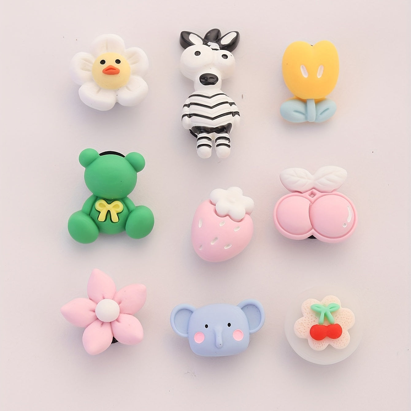 9pcs Cartoon Shoe Buckles Animal Fruit Plant Clogs Sandal Buckles
