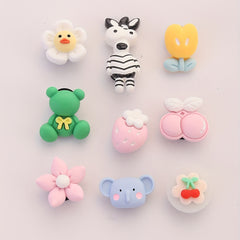 9pcs Cartoon Shoe Buckles Animal Fruit Plant Clogs Sandal Buckles