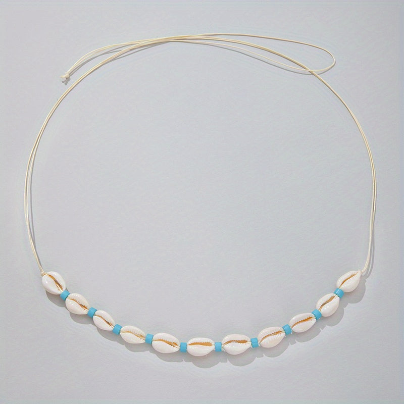 Shell Beaded Waist Chain Elastic Braided Waistband
