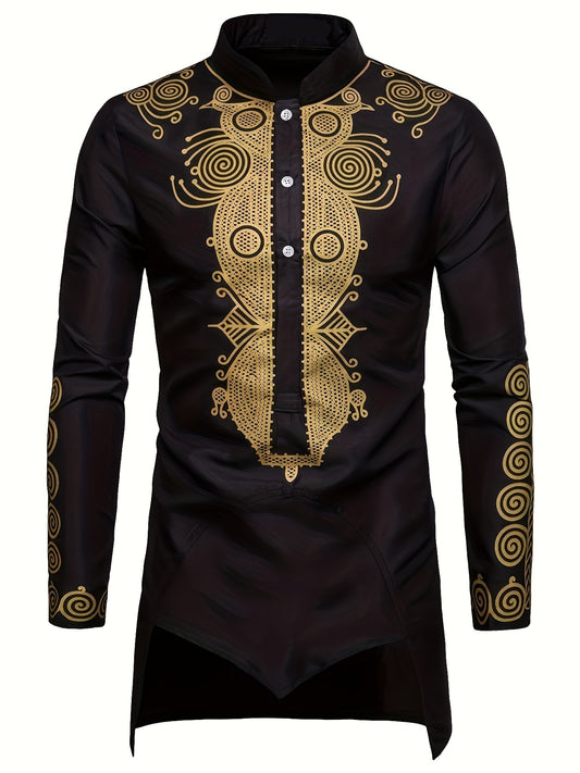 Men's African Traditional Long Sleeve Print Dashiki