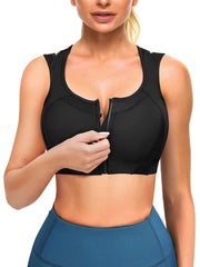 Zipper Front Sports Bra Hollow Out Yoga Tank Top