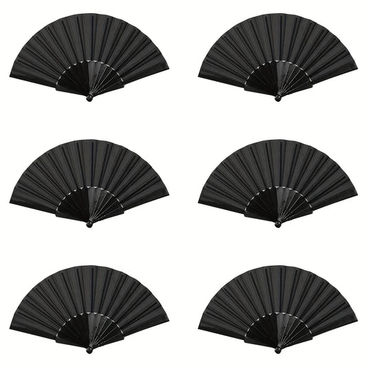 6pcs Portable Bamboo Folding Wedding Fans