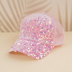 Sequins Solid Baseball Cap Mesh Hip Hop Trucker Hat Y2K Sunshade Sports Hats