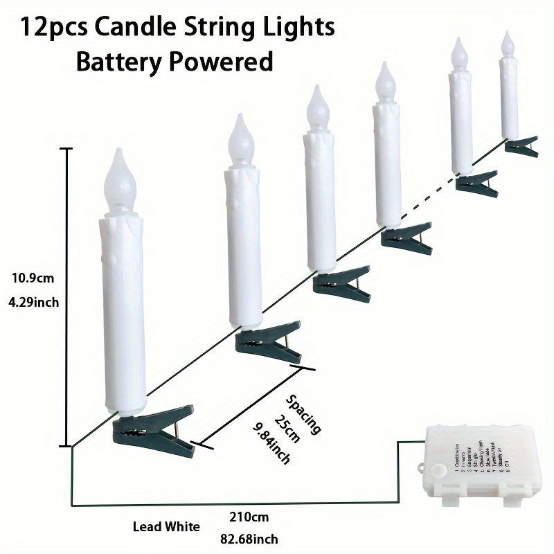 12 LEDs Christmas Candle Lights Outdoor Decorative Candle Lamps